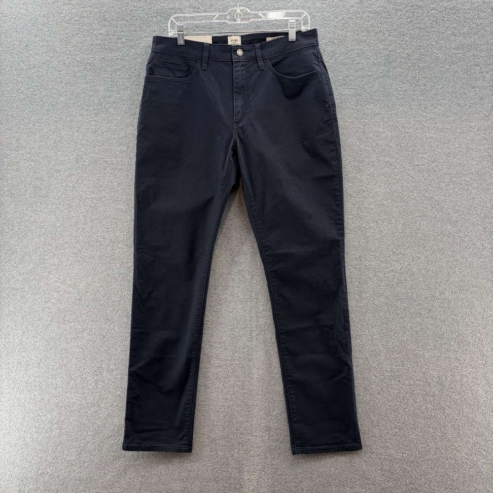 Flint Tinder Jeans Men 32x32 Navy Blue Tapered Fit Stretch Denim 5 Pocket Chino